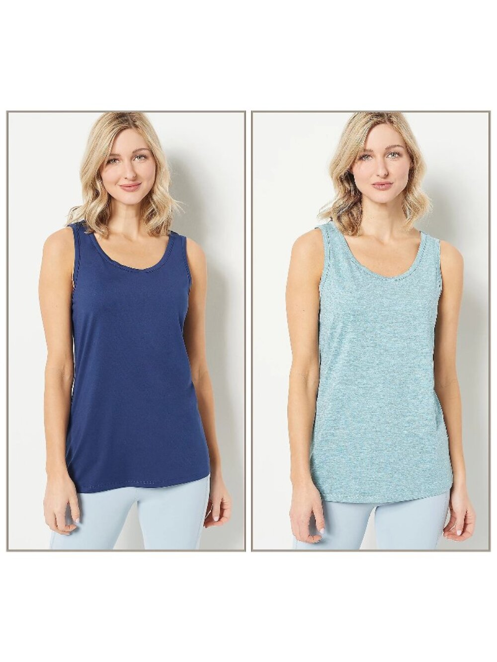 Zuda Z Tanks Tops Size XXS Cool 2 Pack of Navy Heather Teal Polyester Blend NEW